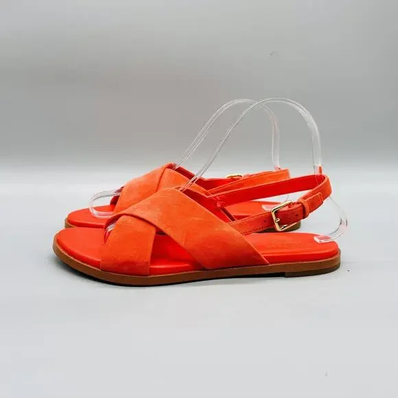 Cole Haan Sandals Womens 7 Orange Suede Grand 360 Slingback Flats Comfort Shoes - Picture 4 of 12